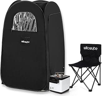 WILLOWYBE Portable Steam Sauna, Personal Home Spa Room with Bluetooth(Black)