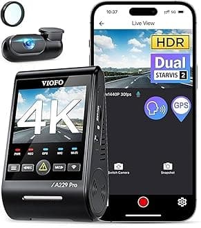 VIOFO A229 Pro 4K HDR Dash Cam, Dual STARVIS 2 IMX678 IMX675, 4K+2K Front and Rear Car Camera, 2 Channel with HDR, Voice Control, 5GHz WiFi GPS, Night Vision 2.0, 24H Parking Mode, Support 512GB Max