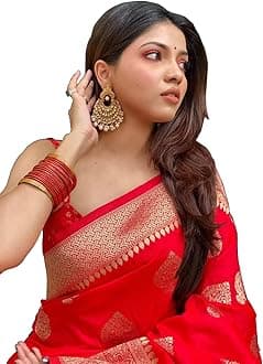 Banarasi Saree for Women Silk Kanjivaram Pure Soft 2023 Design Wear Pattu Cotton Saree with Blouse for Wedding Saree (PARI 122 Brown)