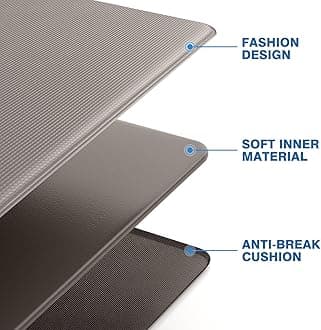 StepRite Kitchen Mats, 2PCS Kitchen Rugs, Cushioned Anti Fatigue Kitchen Mats for Floor, Non-Slip Standing Desk Mat, Waterproof Kitchen Rug Set for Kitchen, Floor, Office, 17.3"x30"+17.3"x59", Khaki