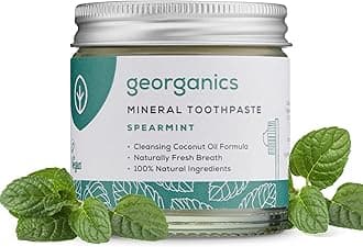 Mineral Toothpaste - 60ml - Spearmint Flavour - Fluoride, SLS & Glycerine Free - Non-Foaming Natural Toothpaste with Virgin Coconut Oil - Certified Cosmos, Vegan and Cruelty-Free