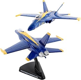 Postage Stamp F/A-18C Hornet Blue Angels – 1/150 Scale Die-Cast Metal Jet Model with Display Stand – Officially Licensed US Navy Collectible Aircraft for Adults Ages 14+