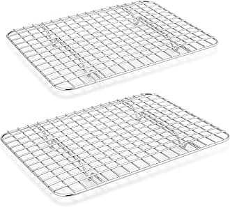 Cooling Baking Rack Set of 2, E-far Stainless Steel Grid Wire Rack for Oven Roasting Cooking Bacon, 11.6” x 9.2” Grilling Broiling Racks for Cooling Cookie Cake, Non-toxic & Dishwasher Safe