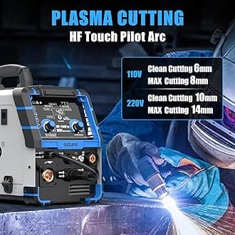 AZZUNO 5 in 1 160A Welder Machine, Plasma Cutter Welder Combo with HF TIG/Gas MIG/Flux MIG/Stick Welding, 110/220V Dual Voltage Multiprocess Welding Machine