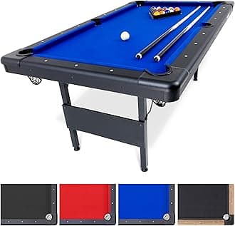 GoSports Mid-Size 6ft x 3.5ft Billiards Game Table - Foldable Design, Includes Full Set of Pool Balls, 2 Cue Sticks, Chalk, and Felt Brush