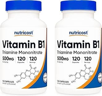 Vitamin B1 (Thiamin) 500mg, 120 Capsules (2 Bottles)