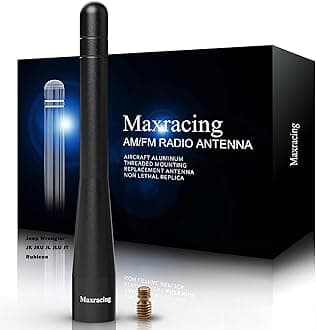 MAXRACING Short Truck Antenna Compatible with 2007-2025 Jeep Wrangler JK JKU JL JLU JT Rubicon Sahara/Carwash Safe/Aluminum Replacement Antenna