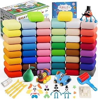 Air Dry Clay Kit - QMay 50 Colors DIY Modeling Clay Ultra Light Magic Clay, Nontoxic & Soft Clay with Sculpting Tools and Decoration Accessories, Art Craft Gift for Kdis 3-12