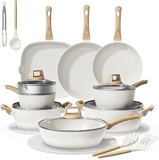 24-Piece Pots and Pans Set Non Stick, Titanium-Reinforced Ceramic Cookware Set, Long-Lasting Nonstick,Non Toxic PFAS-Free, Induction Compatible, Complete Kitchen Set for Everyday Cooking
