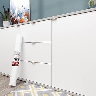 Decotalk 200"x12" Solid White Contact Paper for Cabinets Removable Vinyl Wallpaper Roll White Contact Paper Peel and Stick White Wallpaper for Walls Decorative White Adhesive Contact Paper Matte