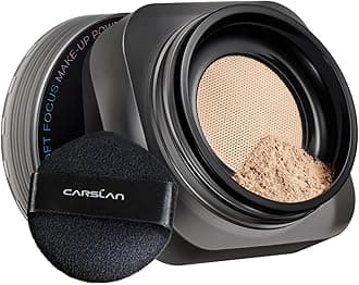 CARSLAN Soft Focus Loose Setting Powder, Waterproof, Matte, Oil Control, Shine Free, Talc-Free Face Powder Makeup, 24H Longwear Finishing Powder, N01 Natural for Medium & Tan