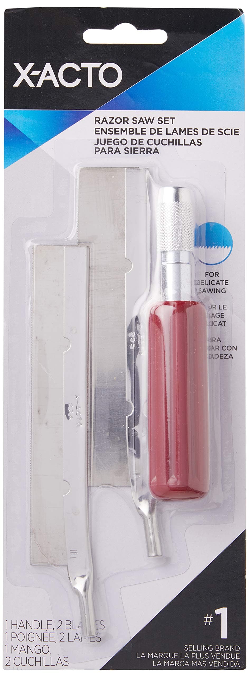 Precision Razor Saw Set, Includes 2 Blades - Cuts Metal, Balsa Wood, and Plastic, For Delicate Sawing of Models and Railroad Tracks