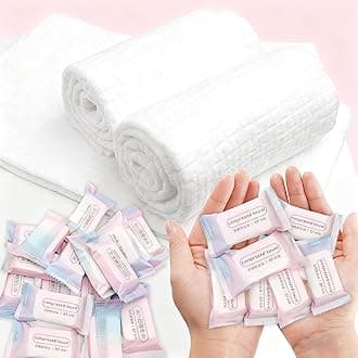 Disposable Face Towel - Travel Towel 16 X 10 in - 22 PCS Compressed Towel Tablets & Camping Towel - Coin Tissues Expands in Water - Magic Washcloths Candy Package for Kitchen Hiking Sport
