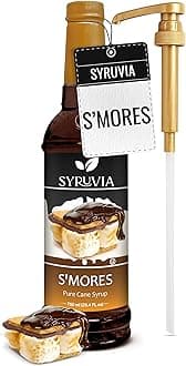 Syruvia Coffee Syrup, S'mores Flavored Syrup for Drinks, Lattes, and Desserts – 25.4 fl oz, With Pump