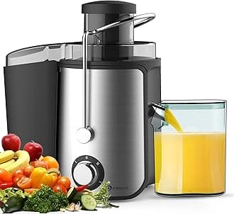 Juicer Machines, 600W Whole Fruit and Vegetable Juice Extractor, Centrifugal Juicer, Stainless Steel, Two Speed Settings, BPA-Free, Easy Clean