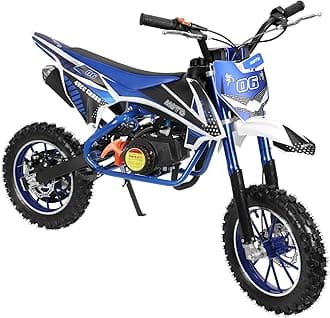 49cc Kids Dirt Bike, Mini Dirt Bike Gas Powered Off-Road Trail Bike, 2-Stroke Mini Motorcycle for Kids and Adults with Front and Rear Disc Brakes, Max Speed 40KM/H