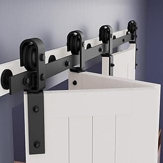 ZEKOO Bifold Barn Door Hardware: 80 inch Bi Folding Door Hardware Kits for 76" Closet Doors - Easy Assembly Smoothly Quietly Bifold Doors Track Kit - J Shape Top/Side Mount Roller - Hardware Only