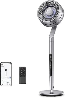 Pedestal Fan with Smart Control, 40-44" Adjustable Height, DC Quiet Fans for Bedroom, 120°+85° Omni-Directional Oscillating Fan, 100ft Airflow, 10 Speeds, 6 Modes, 12H Timer, 23db, Wi-Fi/Voice