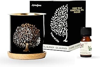 Aromafume Tree of Life Essential Oil Burner | Oil Diffuser with Candle | Brass Burner with 10ml Essential Oil