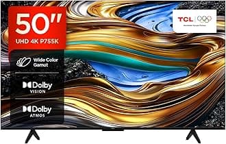 TCL 50P755K 50-inch Ultra HD, Wide Color Gamut, 4K HDR TV, Smart TV Powered by Android TV (Dolby Atmos 2.0, Dolby Vision, HDR 10+, Voice Control, compatible with Google assistant, Chromecast built-in) [Energy Class F]