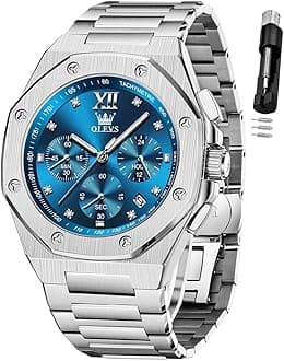 Large Easy to Read Stainless Steel Business Watch Analog Waterproof Luminous Casual Luxury Men Watch