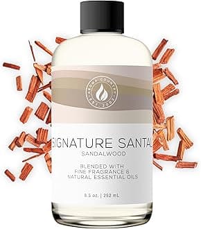 Aroma Country Signature Santal Diffuser Oil - Luxury Essential Oils for Diffuser Refill & Air Freshener Room Spray - Long-Lasting & Natural Home Fragrance, Sandalwood Scented Oil (8.5 Fl. oz)