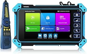 Rsrteng 8K IP Camera Tester with Cable Tracer, IPC-5200C Plus 8MP AHD CVI TVI SDI CVBS IP Camera Test 4K HD Display Video Monitor 5.4 inch IPS Touch Screen IPC Tester Support POE PTZ RS485 HDMI & VGA