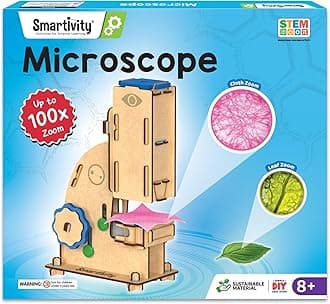 Microscope 100x Zoom STEM DIY Fun Game for Kids Age 8 to 14 Years Old Toy for Boys & Girls Age 8-10-12 | Science Based Education & Construction Activity Kit