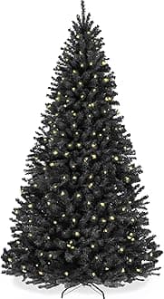 Best Choice Products Artificial Christmas Tree, 6ft Premium Pre-Lit Realistic Spruce Holiday Décor w/Dense Branches, Metal Base - Black Spruce
