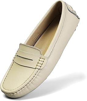 Artisure Women's Classic Comfort Leather Penny Loafers Casual Slip-Ons Lightweight Walking Flats Driving Mocs Boat Shoes