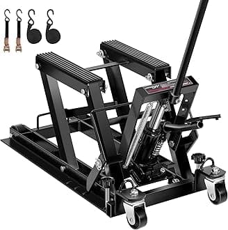 VIVOHOME 1500 LBS Hydraulic Motorcycle Lift Jack, Heavy-Duty Steel ATV Lift Stand with Wheels & Handle, for Motorcycles, Dirt Bikes, ATVs (Black)