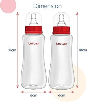 Luv Lap Anti-Colic Slim Neck Essential Baby Feeding Bottle, 250ml, Pack of 2