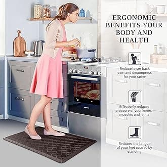 HappyTrends Kitchen Mat Cushioned Anti-Fatigue Kitchen Rug,17.3"x28",Thick Waterproof Non-Slip Kitchen Mats and Rugs Heavy Duty Ergonomic Comfort Rug for Kitchen,Floor,Office,Sink,Chocolate