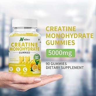 NOAVII Creatine Monohydrate Gummies 5000mg for Men & Women, Chewables Creatine Monohydrate for Muscle Strength, Muscle Builder, Energy Boost, Pre-Workout Supplement-90 Lemon Gummies
