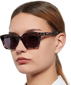 MARE AZZURO Retro Square Polarized Sunglasses Women Trendy Large Sun Shades Oversized Vintage Style (Leopard, 0.00)