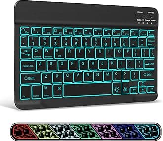 XIWMIX Ultra-Slim Wireless Bluetooth Keyboard - 7 Colors Backlit Universal Rechargeable Keyboard Compatible with iPad Pro/iPad Air/iPad 9.7/iPad 10.2/iPad mini and Other iOS Android Windows Devices