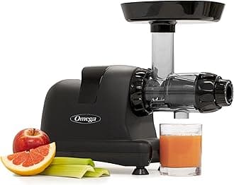 Omega Cold Press Juicer Machine, All-in-One Nutrition System for Vegetable and Fruit Juice, Nut Butter, Baby Food, Pasta and Sorbets, Triple-Stage 80-RPM Slow Masticating Juicer, 200-Watts, Black