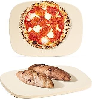Pizza Stone, 15.8"x12" Rectangular Pizza Stones for Oven Grill BBQ, Cordierite Baking Stone for Pizza Bread Pie with Unique 2 Handles Design