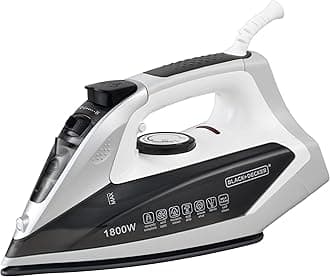 Black+Decker Steam Iron | 1800 Watt, 220 ml, 2 Yrs Warranty | Iron for Clothes, Iron Box, Steam Press, Press with Anti Drip, Non-Stick Ceramic Sole (Black+White)