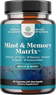 Nootropic Brain Supplement for Memory and Focus Enhancement - Vitamins for Mental Health & Clarity with VIT A, B6, Riboflavin, Niacin, Thiamin & Folate - Cognitive Complex for Mind Vitality - 60 Ct