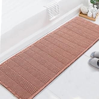 H.VERSAILTEX Upgraded Waffle Runner Rug Super Absorbent Bathroom Mats Non Slip Bath Rugs for Bathroom Floor Machine Washable Dry Fast Bathroom Rugs for Beside Tub, 24" x 72", Soft Pink