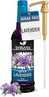 Syruvia Sugar Free Coffee Syrup, Lavender Flavored Syrup for Drinks, Lattes, and Desserts – 25.4 fl oz, With Pump