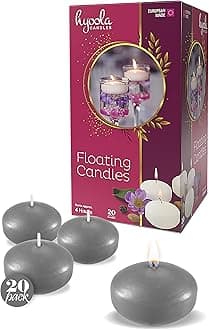 Hyoola Premium Dark Grey Floating Candles 2 Inch - 4 Hour Burn Time - Made in Europe - 20 Pack