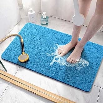 Asvin Soft Textured Bath, Shower, Tub Mat, 47x16 Inch, Phthalate Free, Non Slip Comfort Bathtub Mats with Drain, PVC Loofah Bathroom Mats for Wet Areas, Quick Drying