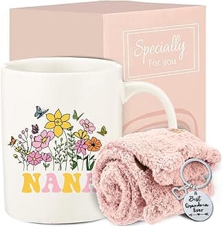 Nana Gifts for Grandma, Grandma Christmas Gifts, Coffee Mug Set with Keychain Socks