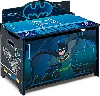 Batman Deluxe Toy Box by Delta Children - Greenguard Gold Certified, Black/Blue