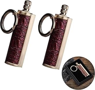 Fire Starter Lighter Waterproof Flint Match Metal Matchstick Permanent Keychain Outdoor Camping Match Lighter(Sold without Fluid) (Gold + Gold)