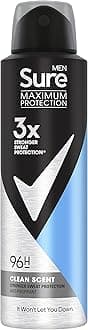 Sure Men Maximum Protection Clean Scent Antiperspirant Deodorant Aerosol 150 ml