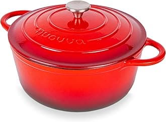 – Enamelled Cast Iron Dutch Oven Pot with Lid – 6.4 Quart Casserole Dish – Ceramic Dutch Oven for Bread Baking, Roasting, Braising & Stews – Oven Safe up to 500°F – 28cm Red