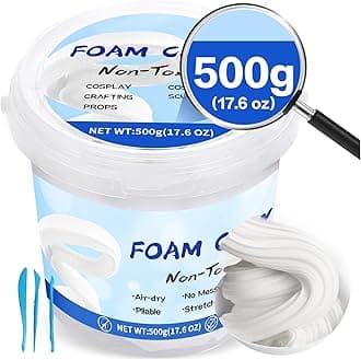 Upgraded Air Dry Clay, Multi-Purpose Foam Clay for Adults and Kids, High Density and Quality Modeling Clay for Cosplay, Arts & Crafts, Super Safe Materials, Perfect Model Magic Gifts, 17.6 oz (White)